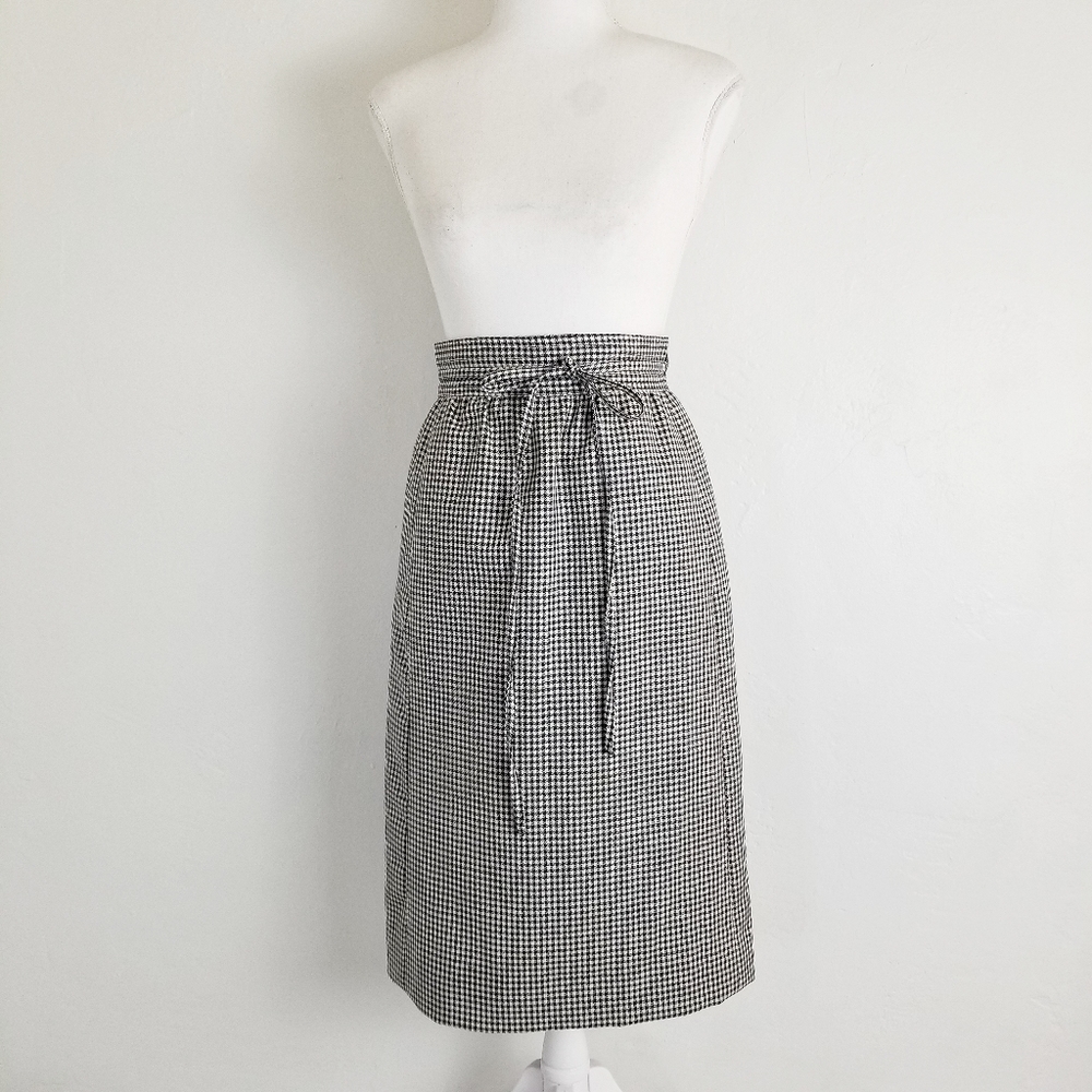 Chris Allan Paris Vintage Gingham Wrap Wool Skirt